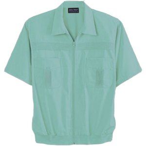 John Blair Short-Sleeve Full-Zip Shirt Seafoam Blue Green Color